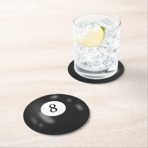 Dessous De Verre Rond Boule de billard numéro 8