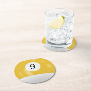 Dessous De Verre Rond Boule de billard numéro 9