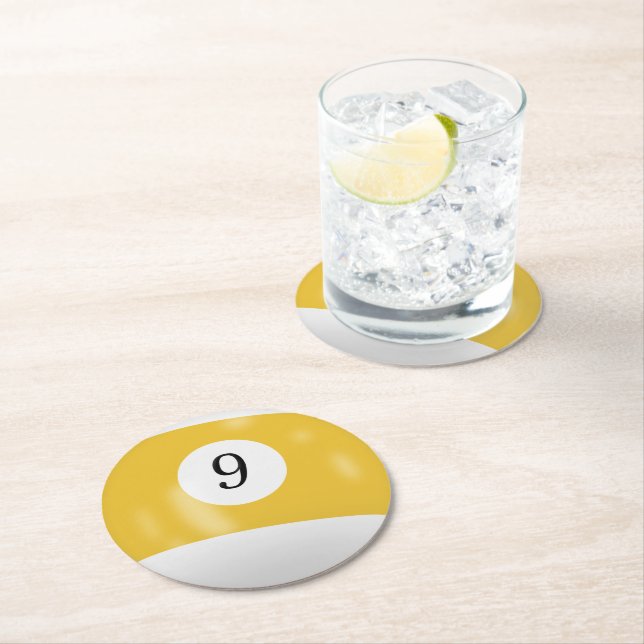 Dessous De Verre Rond Boule de billard numéro 9 (En situation)