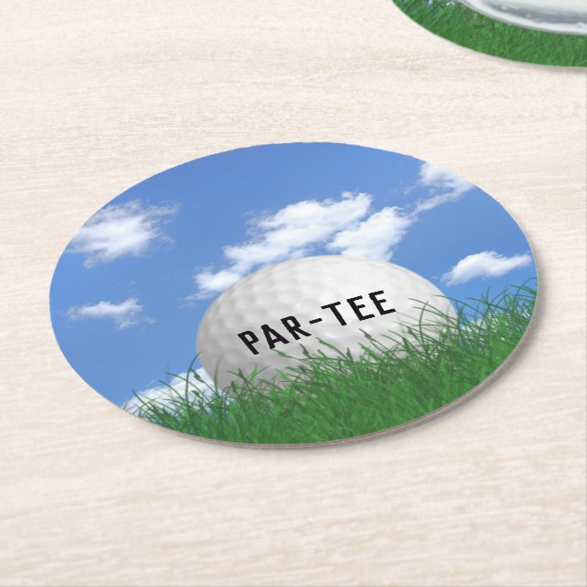 Dessous De Verre Rond Boule de golf en herbe (Incliné)