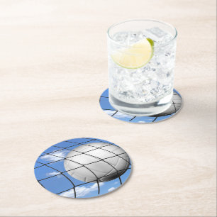 Dessous De Verre Rond Boule de soccer dans Net