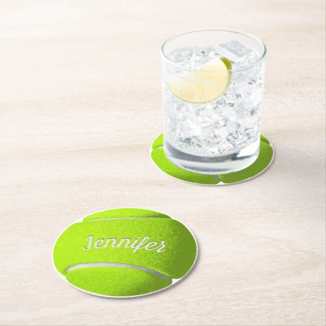 Dessous De Verre Rond Boule de tennis personnalisée (En situation)