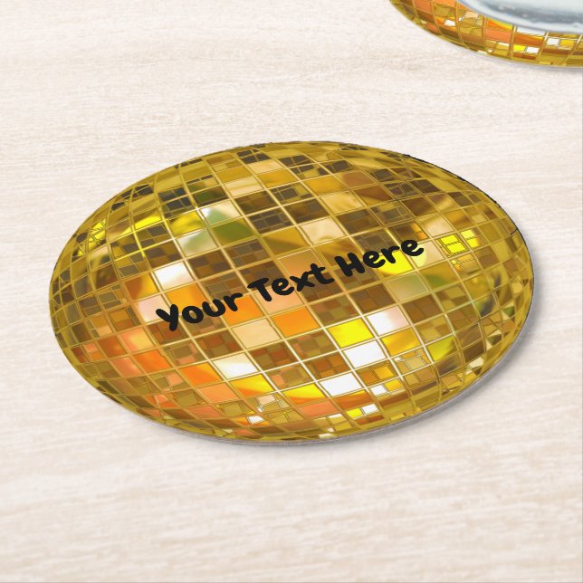 Dessous De Verre Rond Boule Gold Disco les années 70 (Incliné)