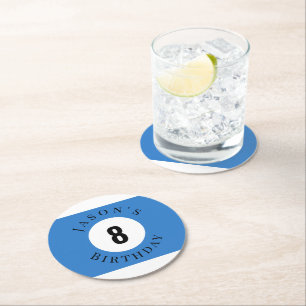 Dessous De Verre Rond Boules de Billard Personnalisées pour Anniversaire