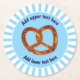 Dessous De Verre Rond Boules de Pretzel salées - Snacks sur bleu & blanc