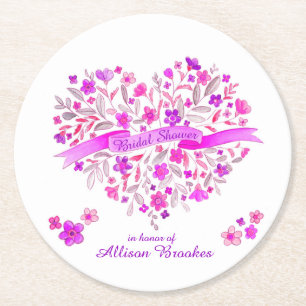 Dessous De Verre Rond Bouquet de coeur fleurs grilles de douche