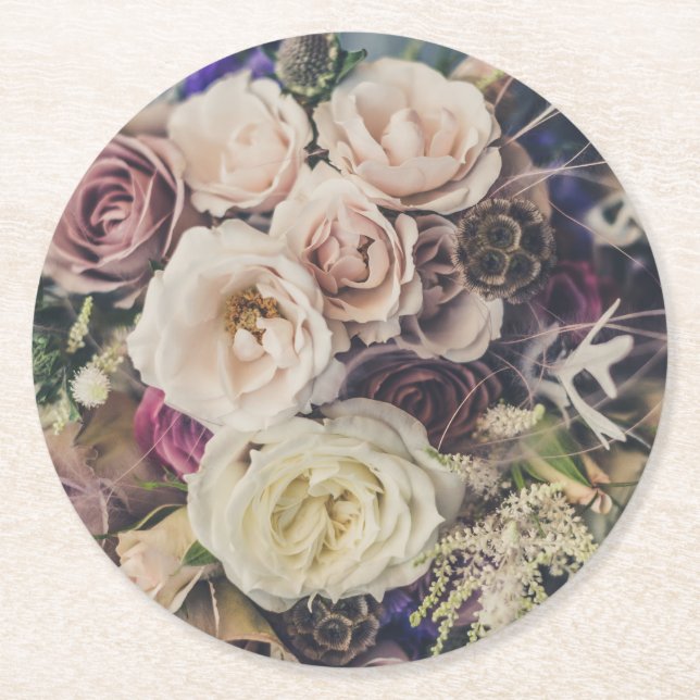 Dessous De Verre Rond Bouquet mariage Floral (Devant)
