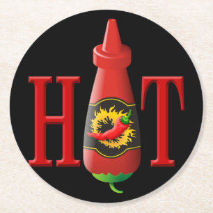 Dessous De Verre Rond Bouteille de sauce chaude