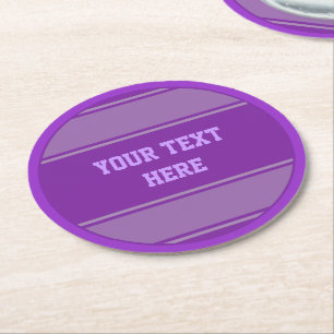 Dessous De Verre Rond BOUTON Bandes RONDES violet + votre texte