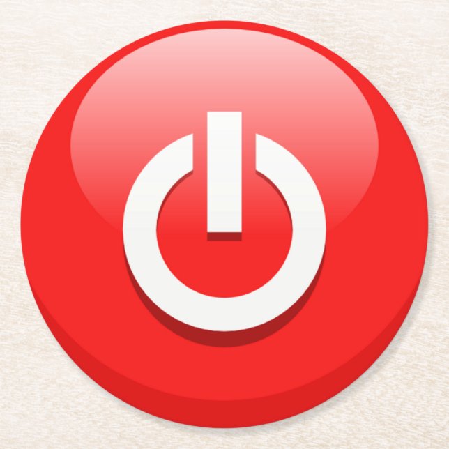 Dessous De Verre Rond Bouton d'alimentation rouge géant (Devant)