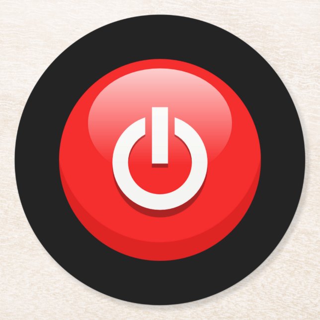 Dessous De Verre Rond Bouton d'alimentation rouge géant (Devant)