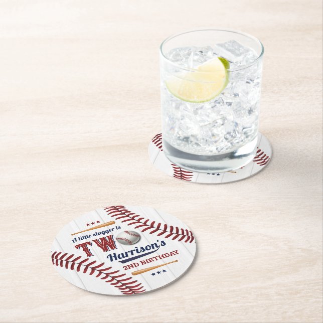 Dessous De Verre Rond Boys Baseball 2e anniversaire (En situation)