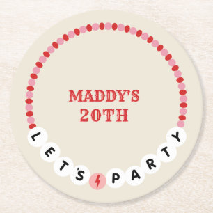 Dessous De Verre Rond Bracelet d'amitié Red Pink Anniversaire