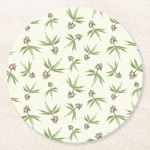 Dessous De Verre Rond Branches rouges sur crème - motif sans soudure.