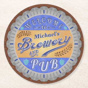 Dessous De Verre Rond Brasserie Pub Personnalisé Bière Bouteille Casqu