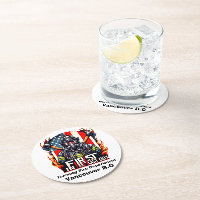 Dessous De Verre Rond Brave pompier prêt (En situation)
