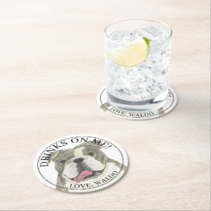 Dessous De Verre Rond Brindle anglais personnalisé Bulldog Mariage