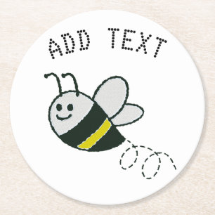 Dessous De Verre Rond Broderie Imprimer Baby shower d'abeille mignonne