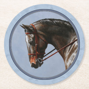 Dessous De Verre Rond Brown Bay Oldenburg Horse Portrait