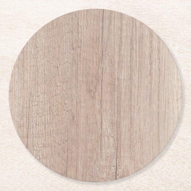 Dessous De Verre Rond Brown Bois Look Blank Elegant Modèle (Devant)