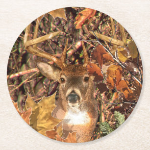 Dessous De Verre Rond Buck d'automne Camo White Tail Deer