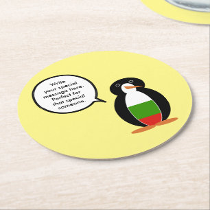 Dessous De Verre Rond Bulgare Mme Pingouin Personnalisé