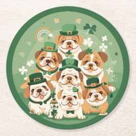 Dessous De Verre Rond Bulldogs anglais de la Saint-Patrick