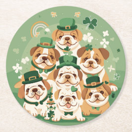 Dessous De Verre Rond Bulldogs anglais de la Saint-Patrick