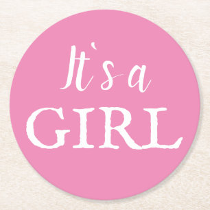 Dessous De Verre Rond C`est une typographie de fille Baby shower de fill