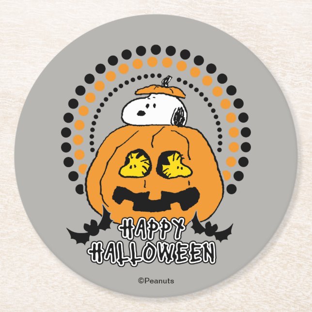 Dessous De Verre Rond cacahuètes | Bonne Halloween (Devant)