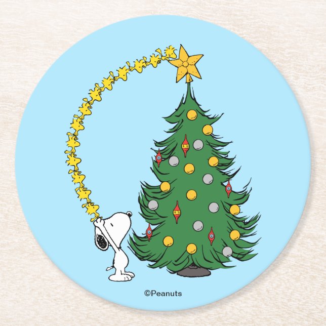 Dessous De Verre Rond cacahuètes | Découpage de l'arbre des vacances (Devant)
