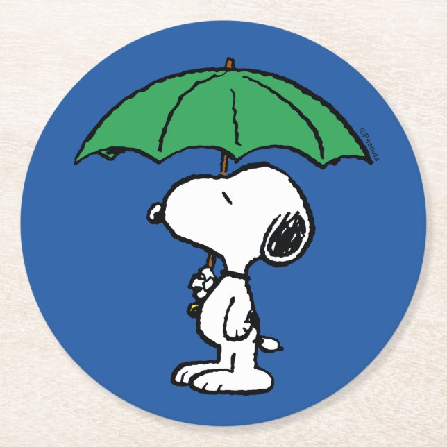 Dessous De Verre Rond cacahuètes | Parapluie vert Snoopy (Devant)