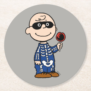 Dessous De Verre Rond cacahuètes   Skeleton Charlie Brown