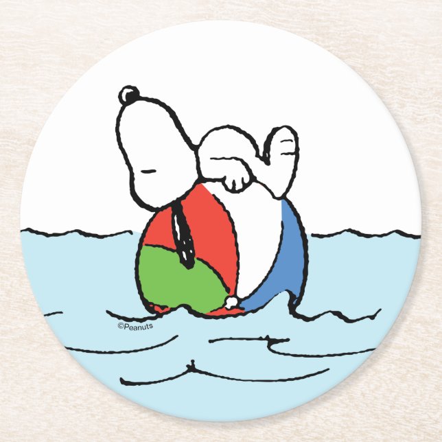 Dessous De Verre Rond cacahuètes | Snoopy Beach Ball Beach (Devant)