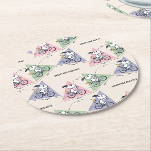 Dessous De Verre Rond cacahuètes   Snoopy Bike Ride Stats