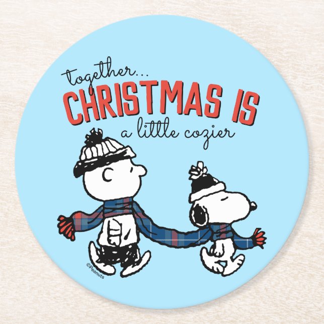 Dessous De Verre Rond cacahuètes | Snoopy & Charlie Brown Winter Scarf (Devant)