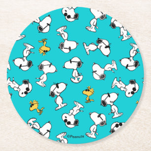 Dessous De Verre Rond cacahuètes   Snoopy & Lunettes de soleil Motif