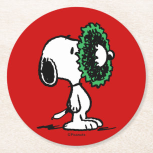 Dessous De Verre Rond cacahuètes   Snoopy pour les fêtes