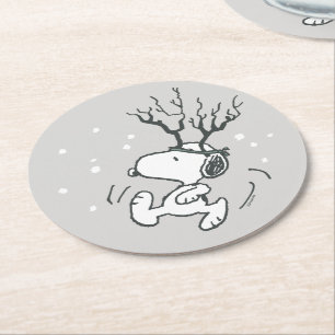 Dessous De Verre Rond cacahuètes   Snoopy Reindeer