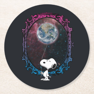 Dessous De Verre Rond cacahuètes   Snoopy Spacé Out Balloon