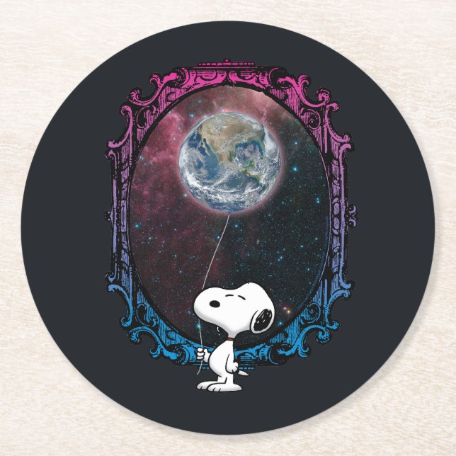 Dessous De Verre Rond cacahuètes | Snoopy Spacé Out Balloon (Devant)
