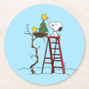 Dessous De Verre Rond cacahuètes   Snoopy & Woodstock Arbre de Noël