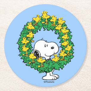 Dessous De Verre Rond cacahuètes   Snoopy & Woodstock Chemise de Noël