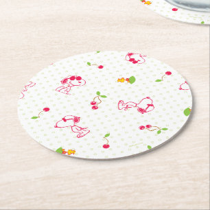 Dessous De Verre Rond cacahuètes   Snoopy & Woodstock Cherry Motif