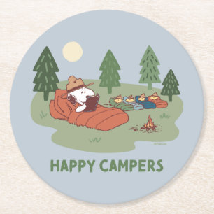 Dessous De Verre Rond cacahuètes   Snoopy & Woodstock Happy Campers