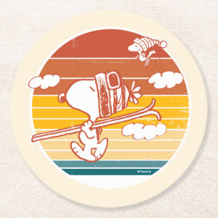 Dessous De Verre Rond cacahuètes   Snoopy & Woodstock Ski Trip