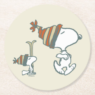 Dessous De Verre Rond cacahuètes   Snoopy & Woodstock Ski Trip