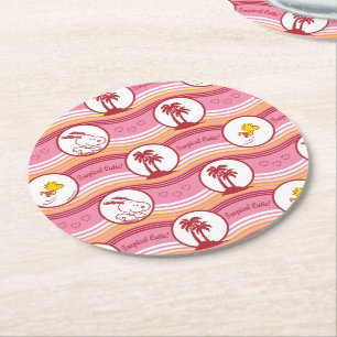 Dessous De Verre Rond cacahuètes   Snoopy & Woodstock Tropical Cutie