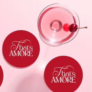 Dessous De Verre Rond Cadeau de mariage That's Amore Red script