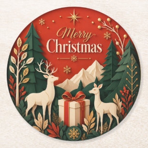 Dessous De Verre Rond Cadeau de Noël de cerfs des bois
